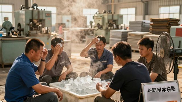 车间高温不用愁 玄武防暑降温冰块成了工人的救命凉方